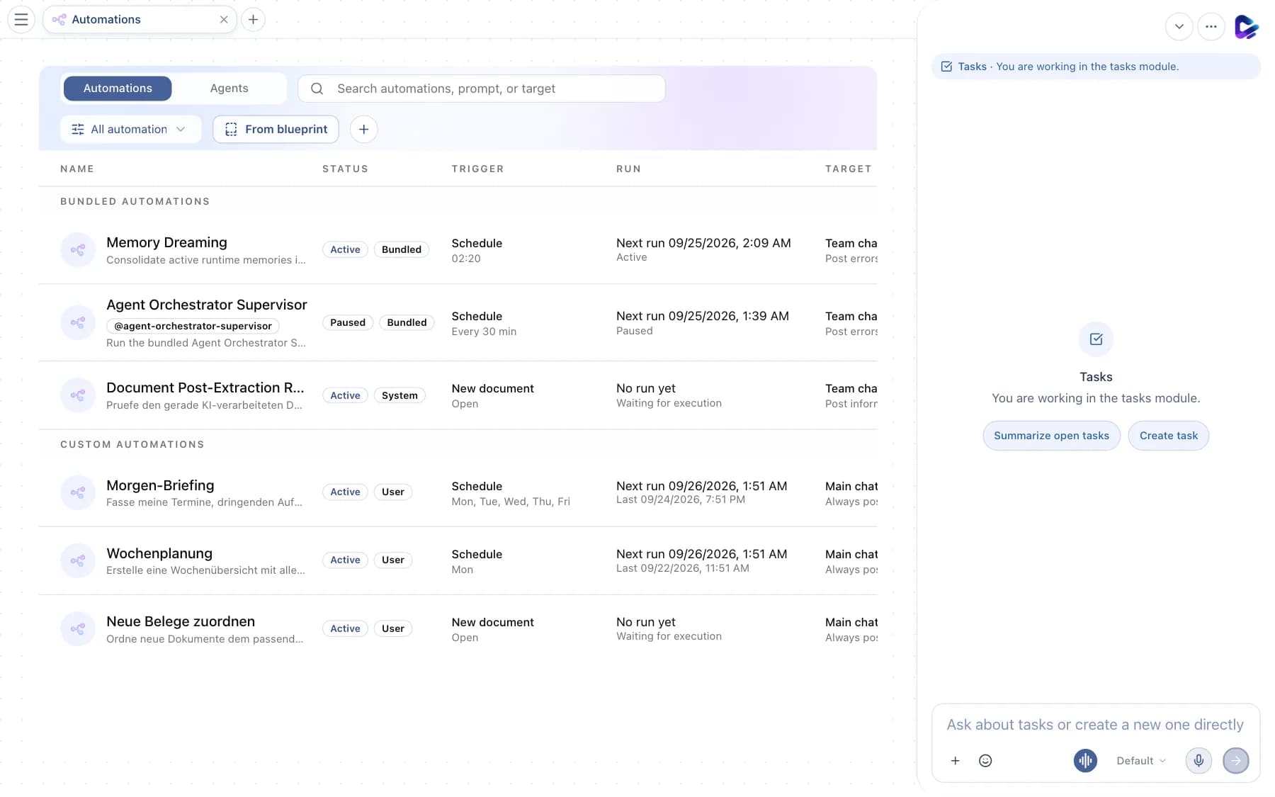 Automations with tabs, search, blueprints and list of automations